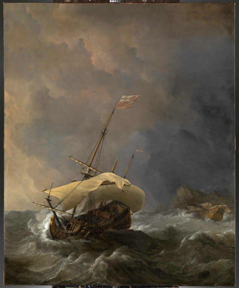 An English Ship in a Gale Trying to Claw off a Lee Shore RMG BHC0900
