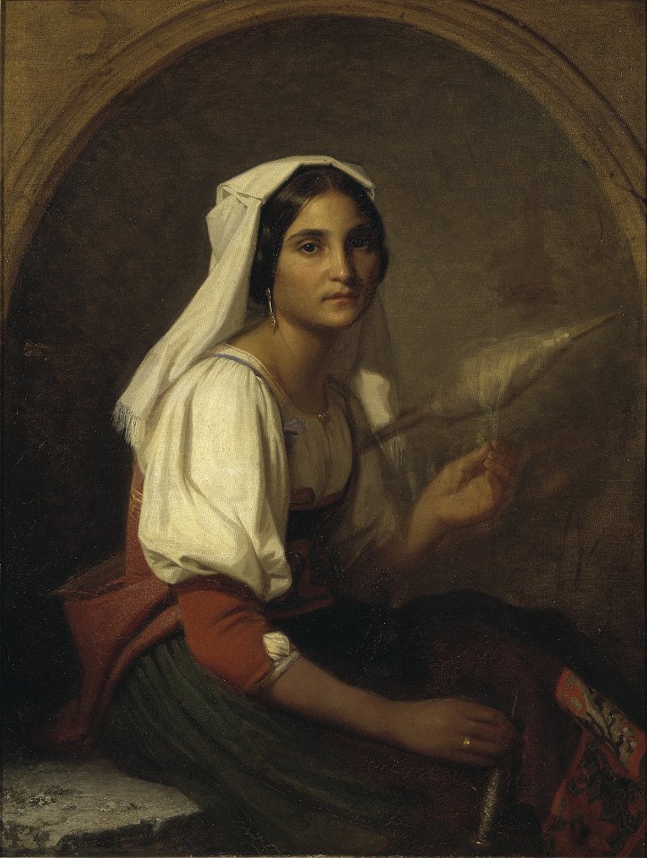 An Italian Woman Spinning Flax (Uno Troili) - Nationalmuseum - 18100