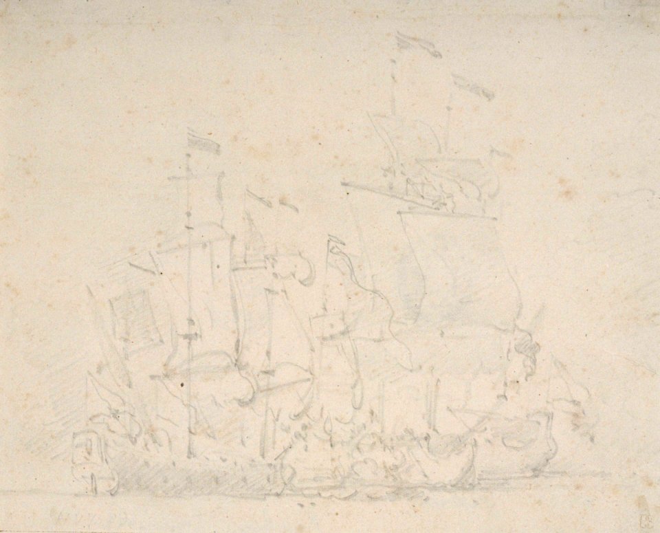 An Indiaman engaged by three Spanish privateers RMG PV5277