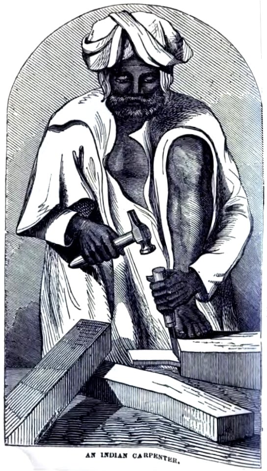 An Indian Carpenter (p.48, Richard G Hodson, Carpenters in India, Bangalore 9 September 1856) - Copy