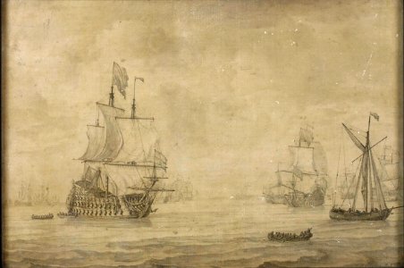 An English three-decker with the fleet in light airs RMG BHC0859