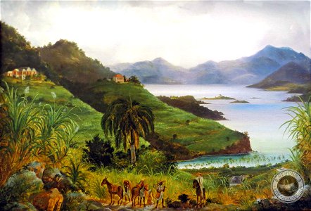 An Overview of the Abraham’s Fancy plantation on St. Jan circa 1852, by Fritz Melbye