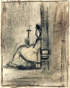 An Old Woman Sitting against a Wall by Theo van Doesburg AB4247