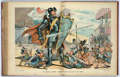An unequal contest; they can find no flaw in his armor - Dalrymple. LCCN2012647445