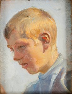 Michael Ancher - Portræt af dreng. Studie - 1900. Free illustration for personal and commercial use.