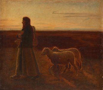 Michael Ancher - Kone med får - 1902. Free illustration for personal and commercial use.