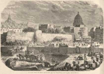 Anciens murs de Paris découverts par les démolitions de la place Saint-Michel