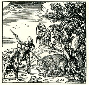 Ancient Athenians slaughter a bear - Thevet André - 1556