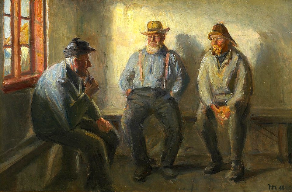 Michael Ancher - Tre fiskere i Brøndums Bod