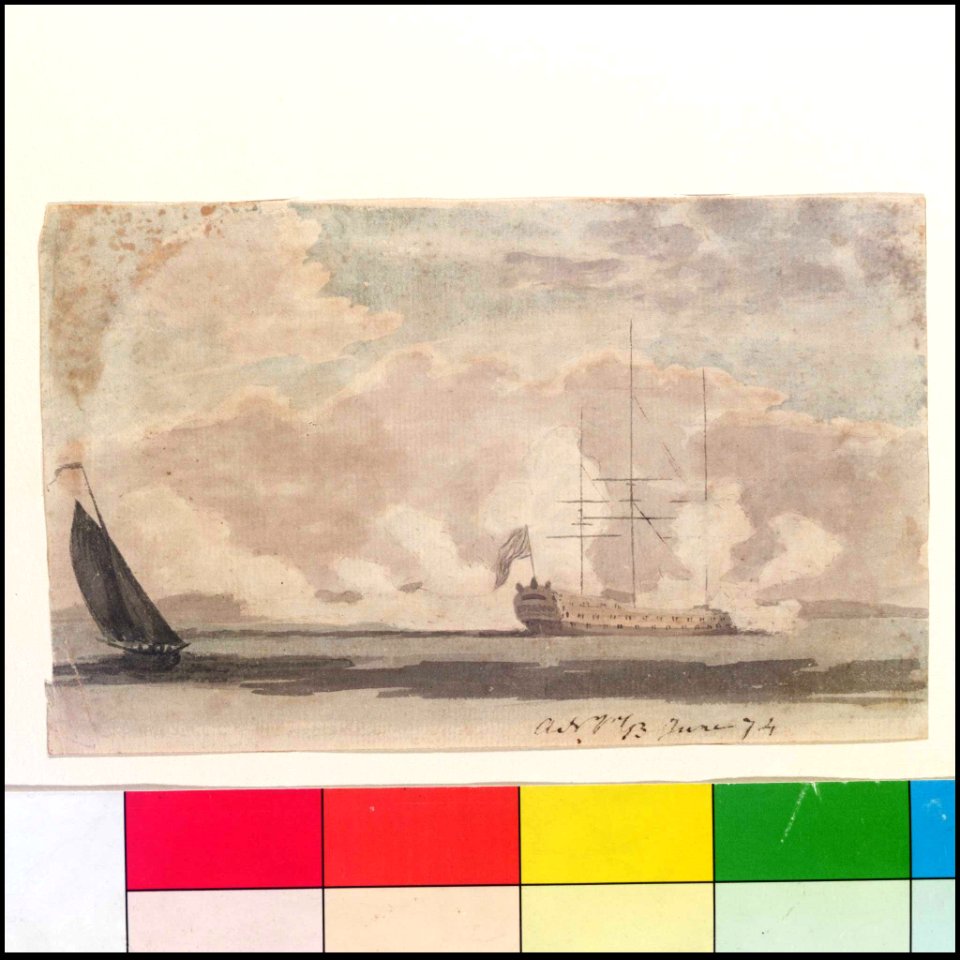 Anchored warship firing a salute (Bray album) RMG PT2010