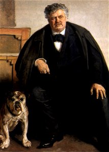 Carl Locher with his dog Tiger (Ancher). Free illustration for personal and commercial use.