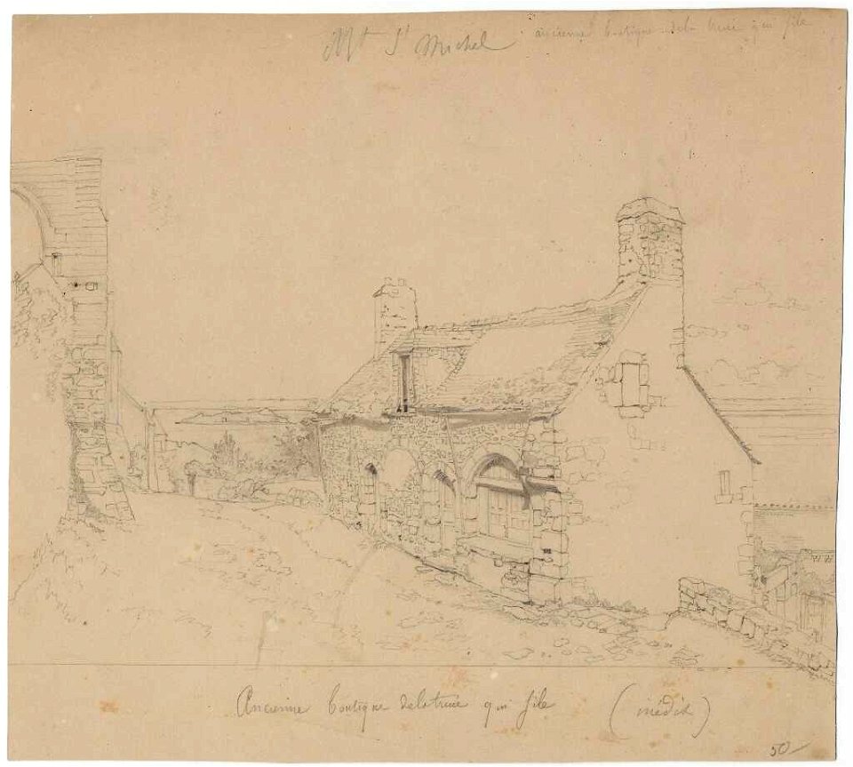 Ancienne boutique de la truie qui file, dessin au crayon