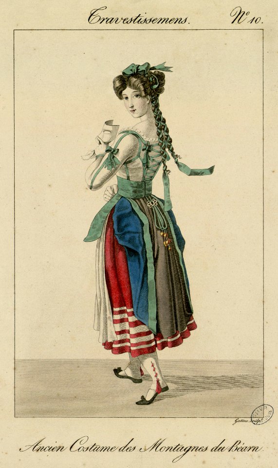 Ancien costume des montagnes du Béarn (Travestissemens (sic) n° 10) - Fonds Ancely - B315556101 A GATINE 006