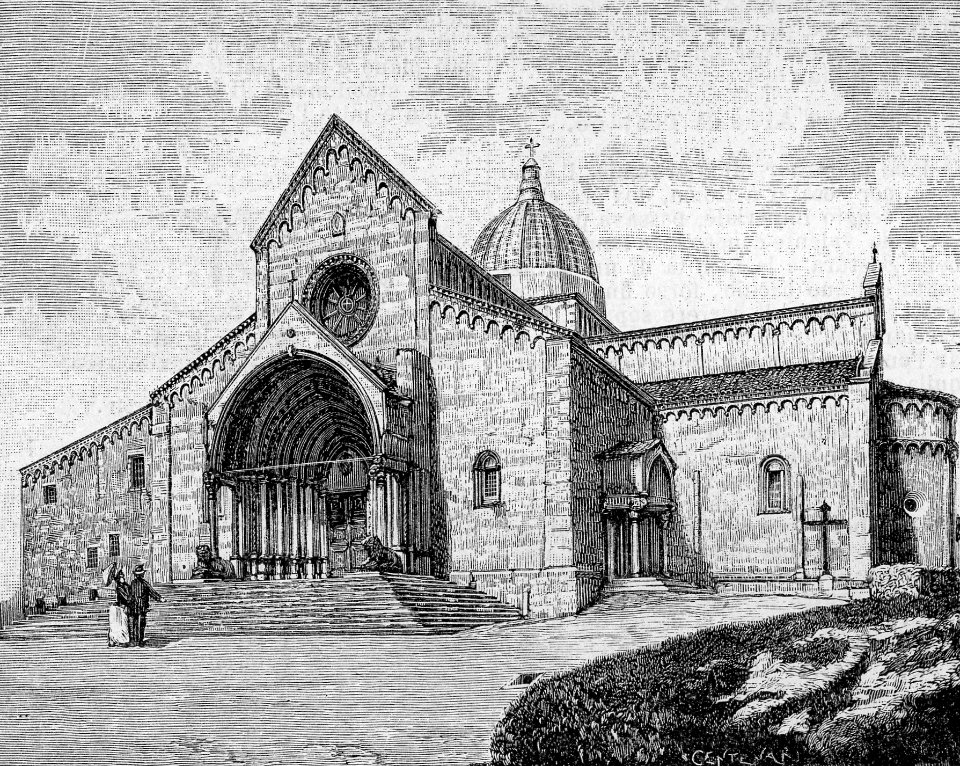 Ancona – La cattedrale, dedicata a San Ciriaco (xilografia)