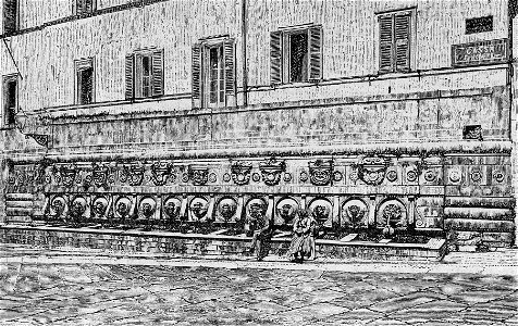 Ancona – Fonte del Calamo ora delle Tredici Cannelle (xilografia)