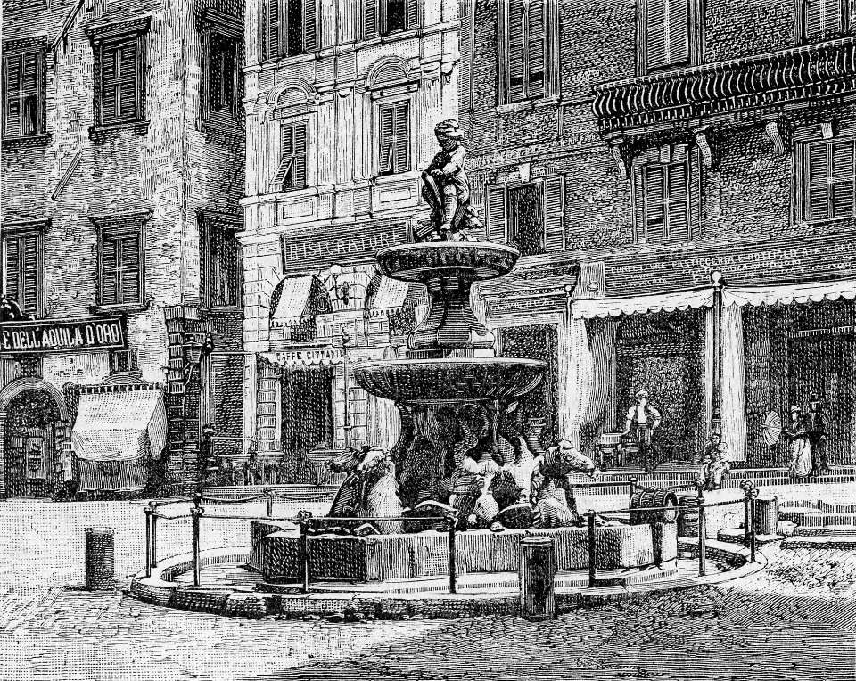 Ancona – Fontana dei Cavalli (xilografia)