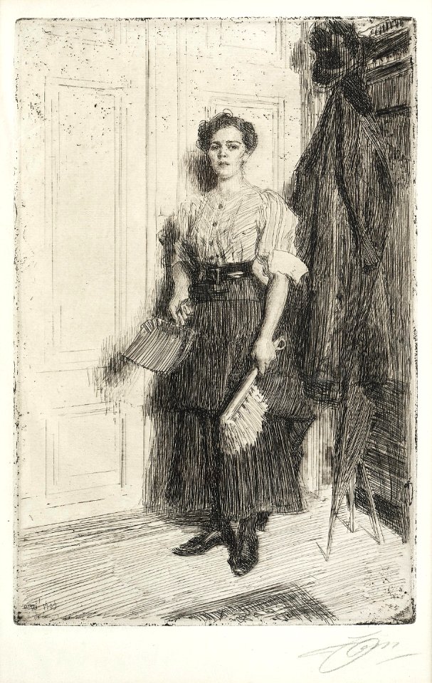 Anders Zorn - The New Maid (etching) 1909