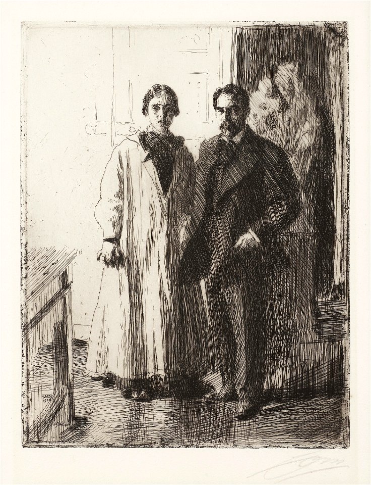 Anders Zorn - Mr. and Mrs Atherton Curtis (etching) 1906