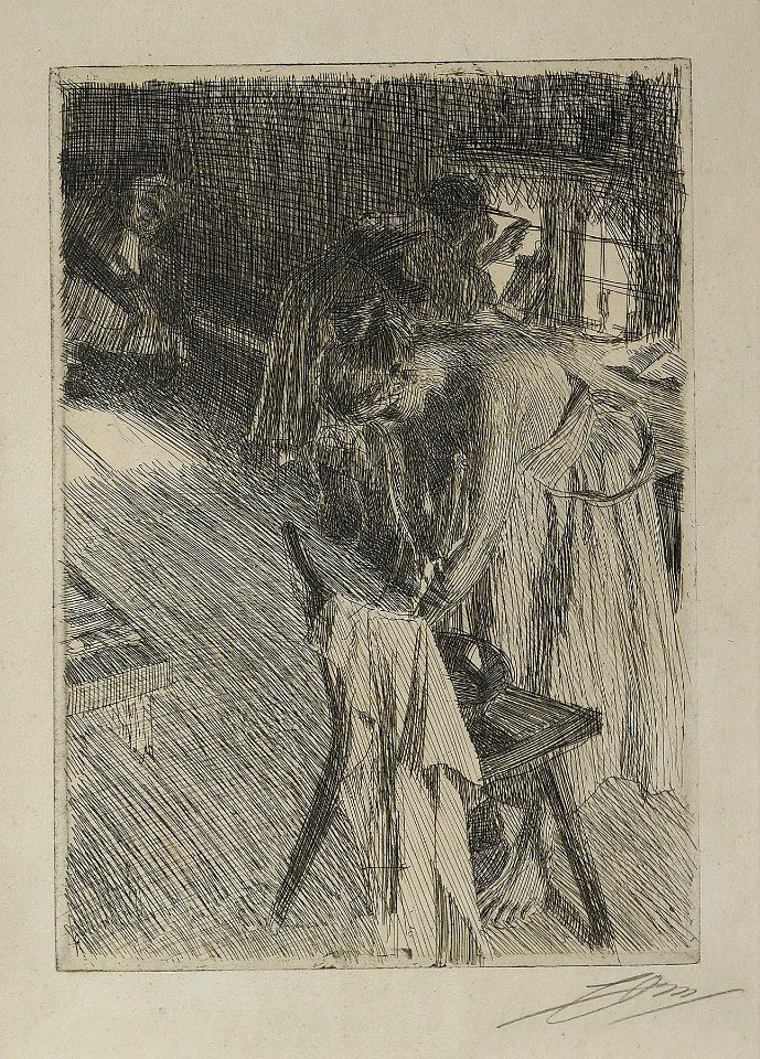 Anders Zorn - Sunday Morning (etching) 1894