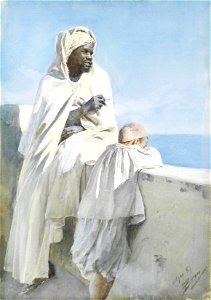 Anders Zorn An Algerian man and boy looking across Bay of Algiers