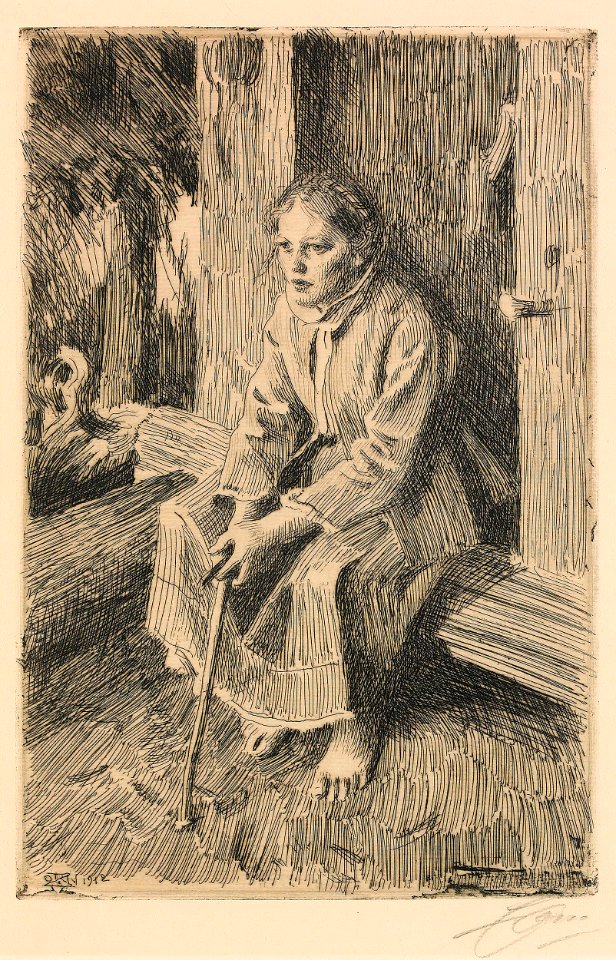 Anders Zorn - The Herding Maiden's Sunday (etching) 1912