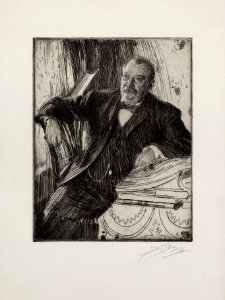 Anders Zorn -Grover Cleveland II (etching) 1899. Free illustration for personal and commercial use.
