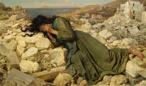 Sophie Anderson - After the Earthquake - 1924-5-6 - Auckland Art Gallery. Free illustration for personal and commercial use.