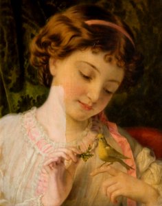 Sophie Gengembre Anderson - Pet canary. Free illustration for personal and commercial use.