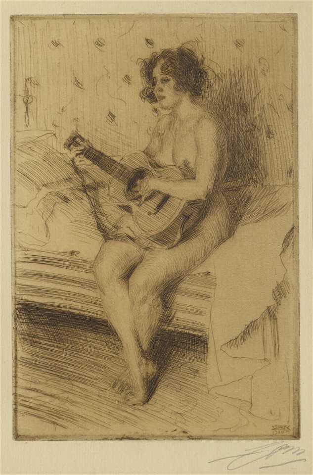 Anders Zorn Woman Playing the Guitar Thielska 477