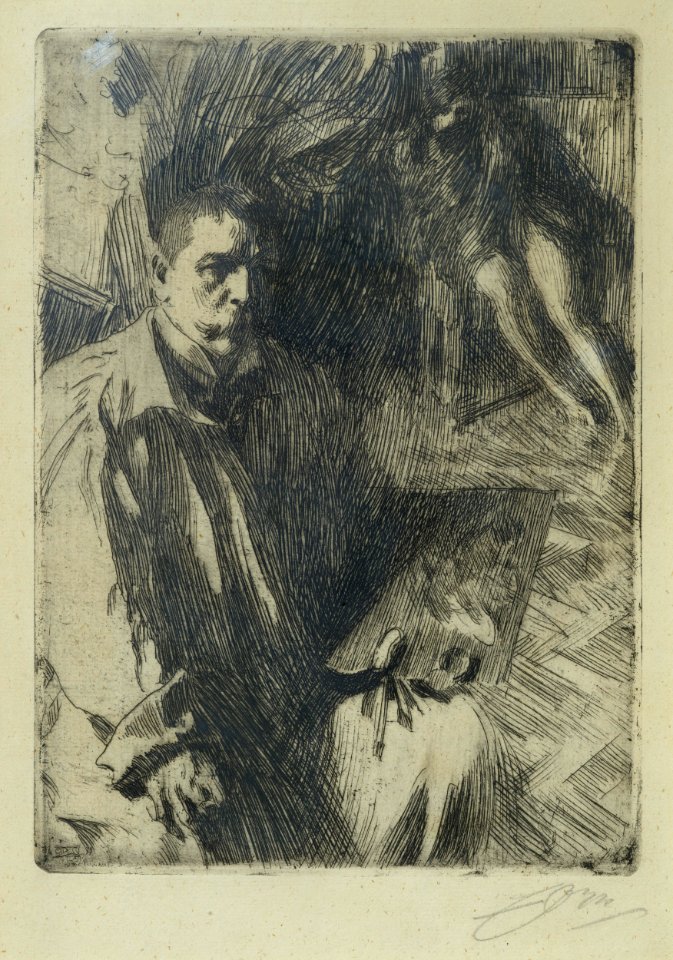 Anders Zorn Self-Portrait with Model Thielska 471