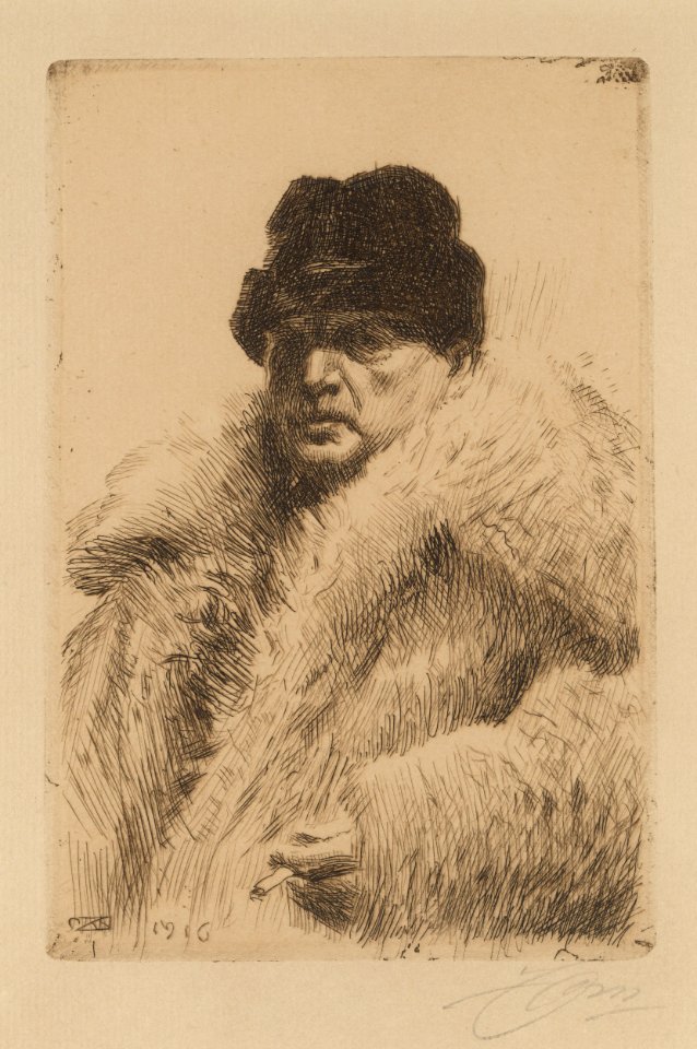 Anders Zorn Self-portrait Wearing Wolf Fur Thielska 577