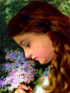 Sophie Gengembre Anderson - Girl With Lilac. Free illustration for personal and commercial use.