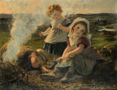 Sophie Anderson The bonfire. Free illustration for personal and commercial use.