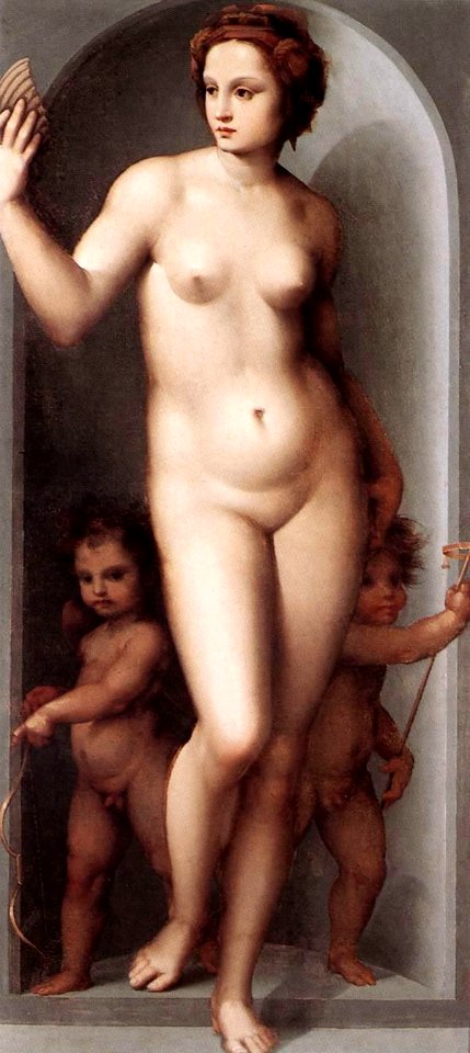 Andrea del Brescianino - Venus and Two Cupids - WGA03178