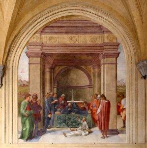 Andrea del sarto, Morte di san Filippo Benizi e resurrezione di un fanciullo, 1510, 01