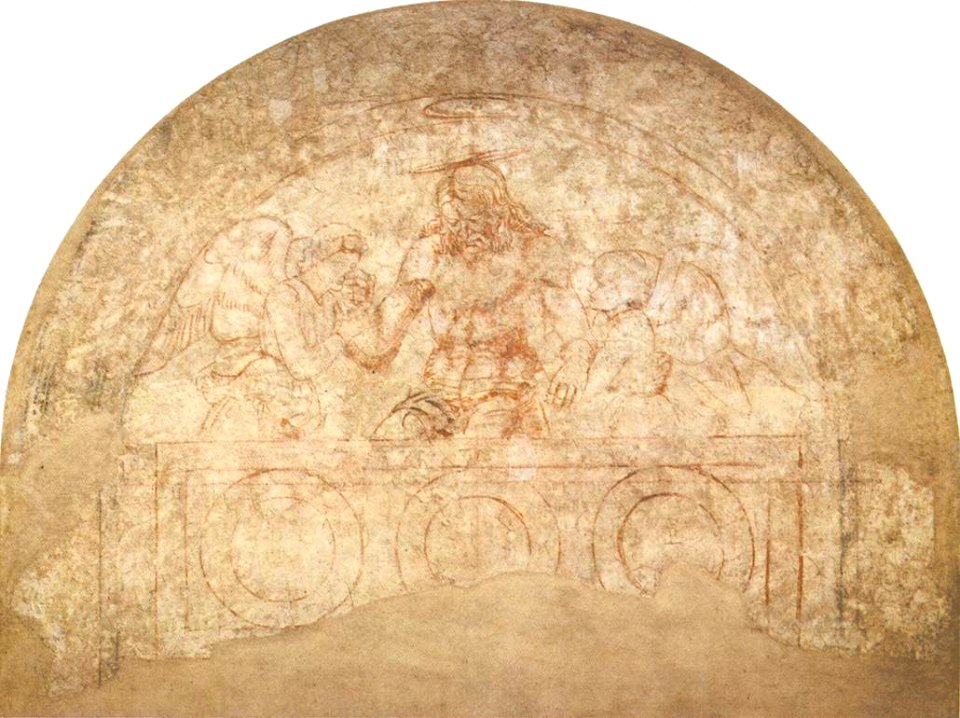 Andrea del castagno, Christ in the Sepulchre with Two Angels by Andrea del Castagno sinopia