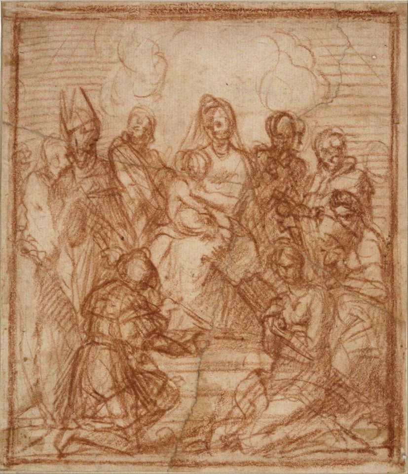Andrea Del Sarto (actually Andrea d´Agnolo) - Enthroned Madonna with Child and eight saints (composition study for the altar painting in Sarzana) - Google Art Project