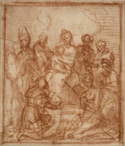 Andrea Del Sarto (actually Andrea d´Agnolo) - Enthroned Madonna with Child and eight saints (composition study for the altar painting in Sarzana) - Google Art Project