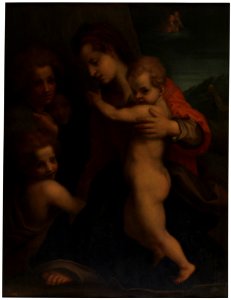 Andrea del Sarto - La Virgen con el Niño, San Juan y ángeles, P000338. Free illustration for personal and commercial use.