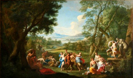 Andrea Locatelli (1695-1741) - Nymphs and Satyrs Celebrating Flora and Priapus with Flowers - 771207 - National Trust