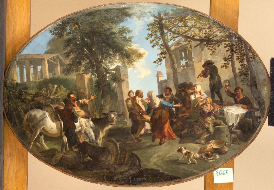 Andrea Locatelli - Tanzende Bauern vor einer Scheune - GG 9065 - Kunsthistorisches Museum