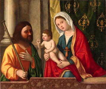 Andrea Previtali (called Il Cordeliaghi) - The Virgin and Child with Saint James Major - 1939.101 - Fogg Museum. Free illustration for personal and commercial use.