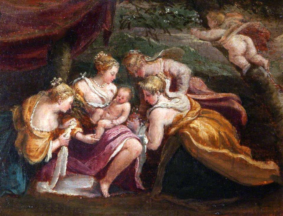 Andrea Schiavone (c.1500-1563) (style of) - The Infant Bacchus with the Nymphs of Nyssa - 436089 - National Trust