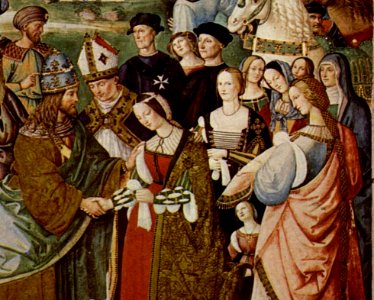 Andrea Piccolomini, Agnese Farnese e Montanina nell'affresco del Pinturicchio