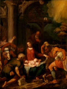 Andrea Schiavone - Adoration of the Shepherds GG 47. Free illustration for personal and commercial use.