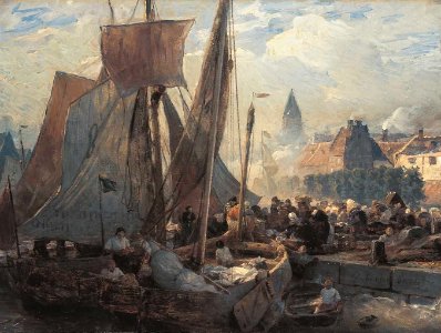 Andreas Achenbach - Fischmarkt in Ostende - 14421 - Bavarian State Painting Collections