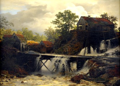 Andreas Achenbach Mühle im Walde an einem stürzenden Bergwasser 1868