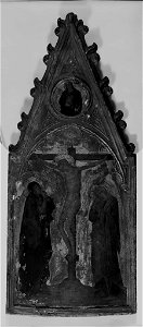 Andrea Vanni - Crucifixion with the Virgin and Saint John, Above, in spandrel, Virgin of the Annunciation - 1965.563 - Fogg Museum