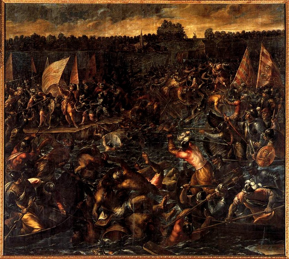 Andrea Vicentino - King Pippin's Army Trying to Reach Venice - WGA25055