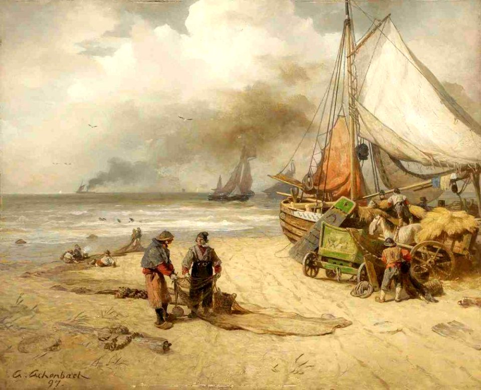 Andreas Achenbach - Fischer am Strand